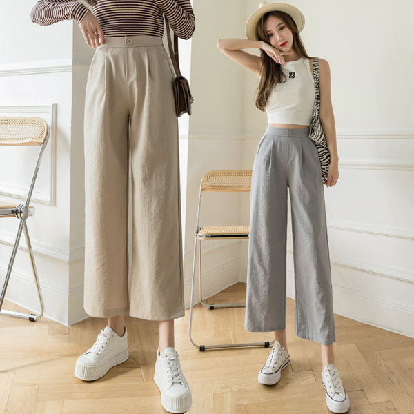 Casual γυναικείο παντελόνι με μήκος 9/10 και ψηλή μέση