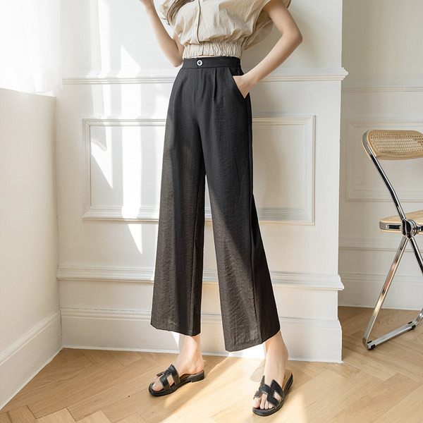 Casual γυναικείο παντελόνι με μήκος 9/10 και ψηλή μέση