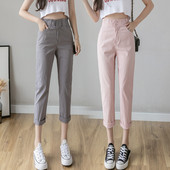 Sieviešu vasaras bikses ar kabatām un augstu vidukli