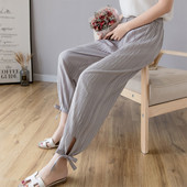 Model larg de pantaloni de vara dama cu cravate