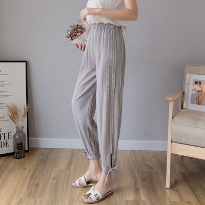 Model larg de pantaloni de vara dama cu cravate