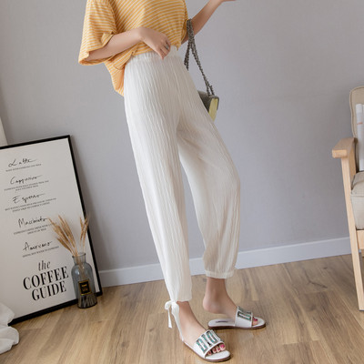 Model larg de pantaloni de vara dama cu cravate