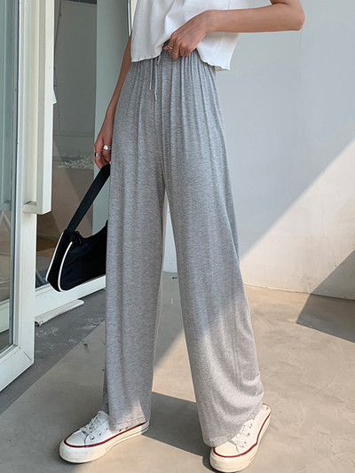 Дамски дълъг панталон широк модел с висока талия