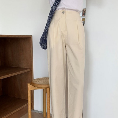 Sieviešu ikdienas bikšu taisns modelis ar augstu vidukli