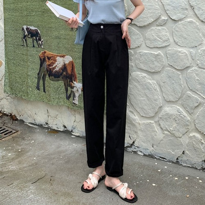 Sieviešu ikdienas bikšu taisns modelis ar augstu vidukli