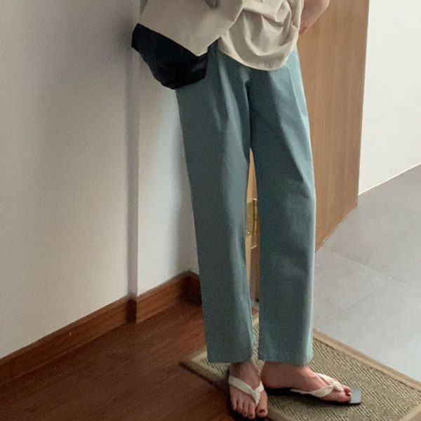 Sieviešu ikdienas bikšu taisns modelis ar augstu vidukli