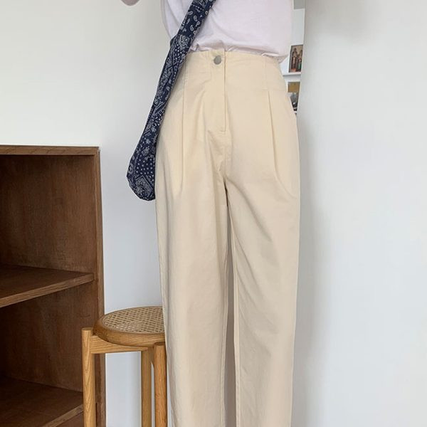 Sieviešu ikdienas bikšu taisns modelis ar augstu vidukli