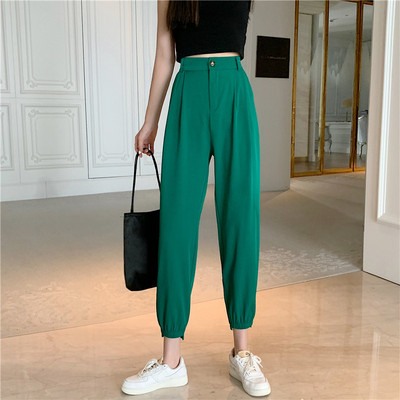 Sieviešu modernas bikses 9/10 garums ar augstu vidukli