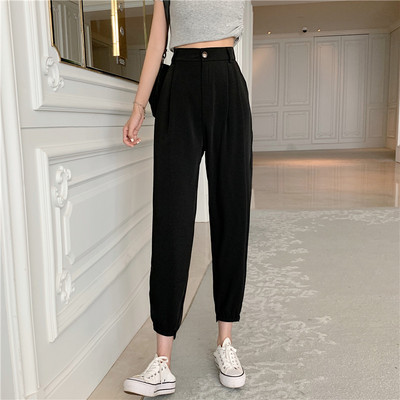 Sieviešu modernas bikses 9/10 garums ar augstu vidukli