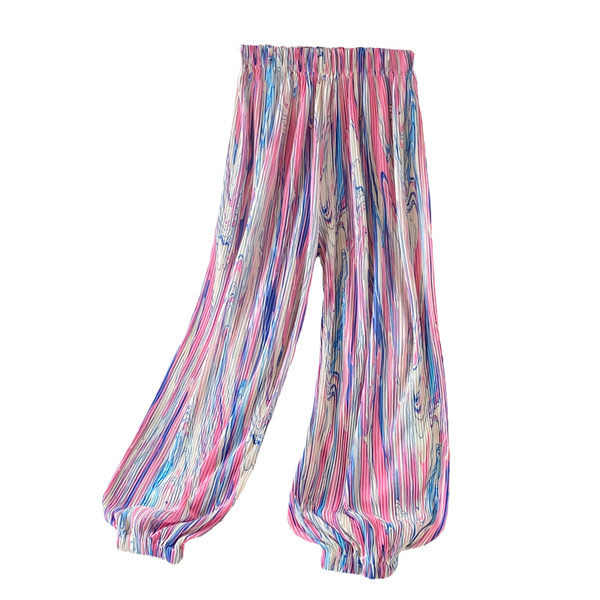 Platas sieviešu krāsainas bikses ar elastīgu jostasvietu