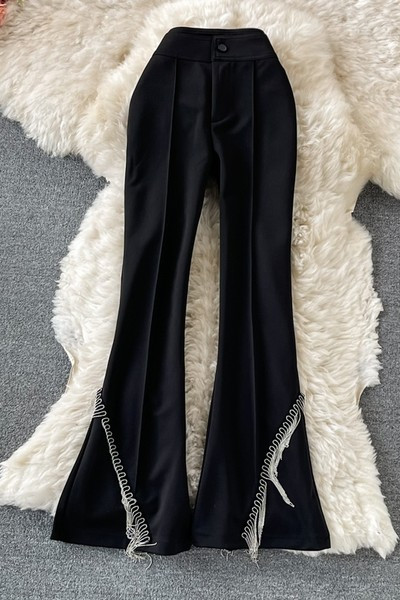 Jauns sieviešu bikšu modelis ar bārkstīm un augstu vidukli