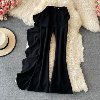 Pantaloni de dama asimetrici cu talie inalta