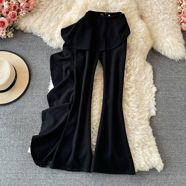 Pantaloni de dama asimetrici cu talie inalta