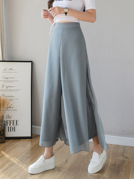 Pantaloni moderni de șifon de damă cu lungimea de 9/10