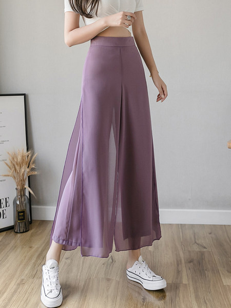 Pantaloni moderni de șifon de damă cu lungimea de 9/10