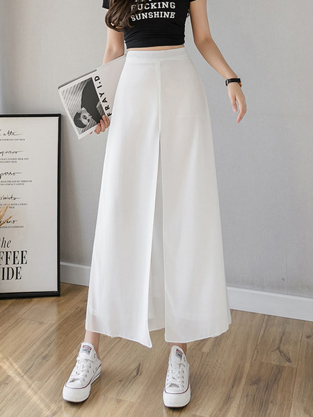 Pantaloni moderni de șifon de damă cu lungimea de 9/10