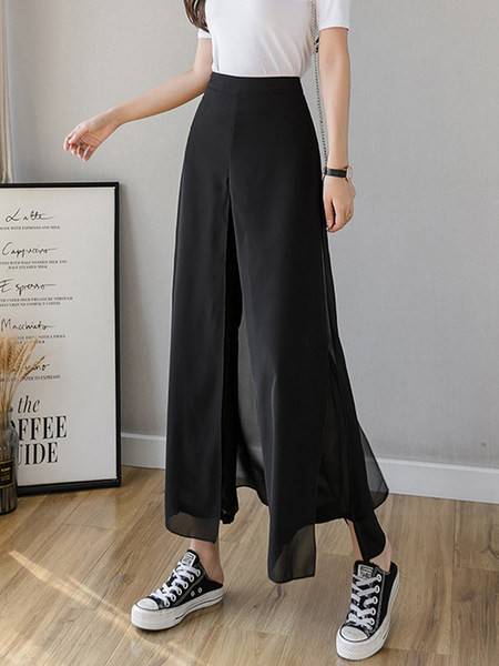 Pantaloni moderni de șifon de damă cu lungimea de 9/10