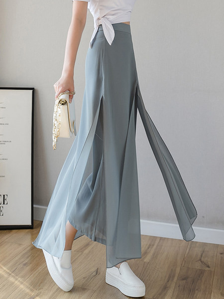 Pantaloni moderni de șifon de damă cu lungimea de 9/10