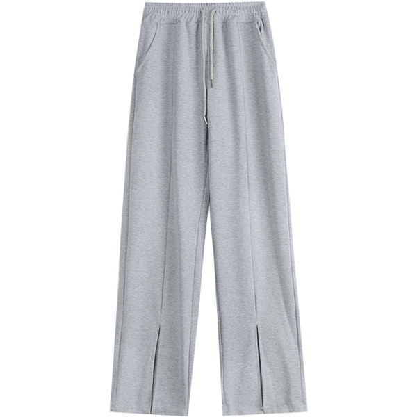 Sieviešu ikdienas bikses ar mežģīnēm un šķēlumu taisnu modeli