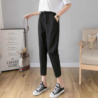 Pantaloni casual de dama cu talie elastica si buzunare