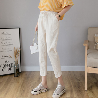 Pantaloni casual de dama cu talie elastica si buzunare