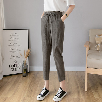 Pantaloni casual de dama cu talie elastica si buzunare