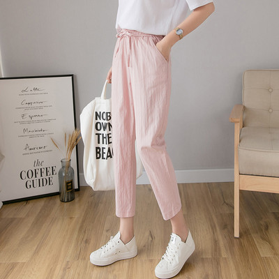 Pantaloni casual de dama cu talie elastica si buzunare