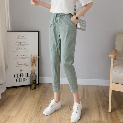 Pantaloni casual de dama cu talie elastica si buzunare
