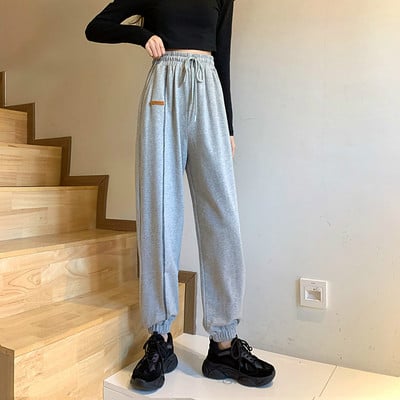 Pantaloni casual dama cu sireturi model drept