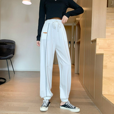 Ikdienas sieviešu bikses ar mežģīnēm taisns modelis