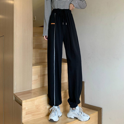 Ikdienas sieviešu bikses ar mežģīnēm taisns modelis