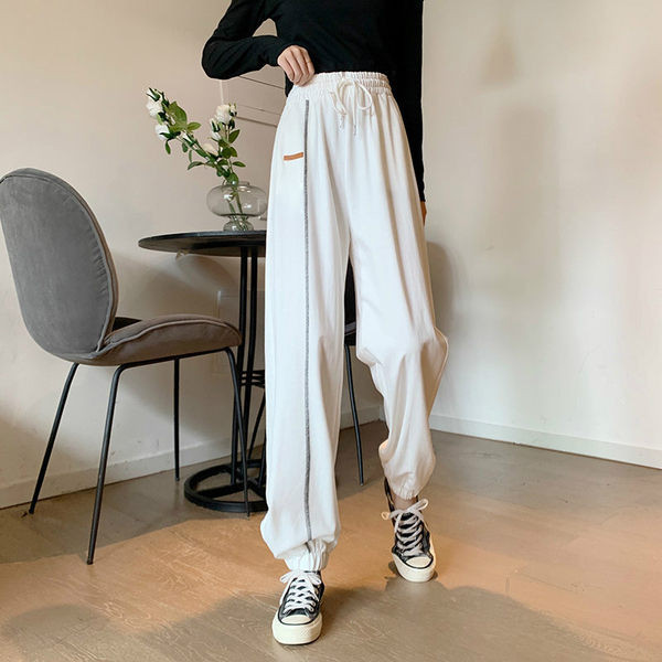 Ikdienas sieviešu bikses ar mežģīnēm taisns modelis