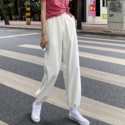 Sieviešu plata modeļa garās bikses ar saitēm