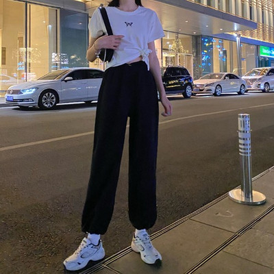 Sieviešu plata modeļa garās bikses ar saitēm