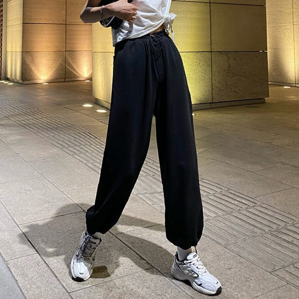 Sieviešu plata modeļa garās bikses ar saitēm