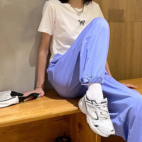 Sieviešu plata modeļa garās bikses ar saitēm