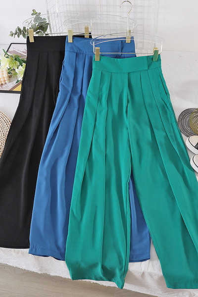 Pantaloni largi de dama cu talie inalta - mai multe culori