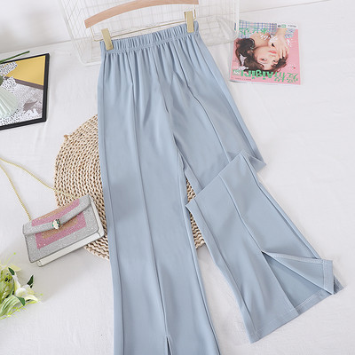 Sieviešu bikses ar elastīgu jostasvietu un šķēlumiem - vairākas krāsas