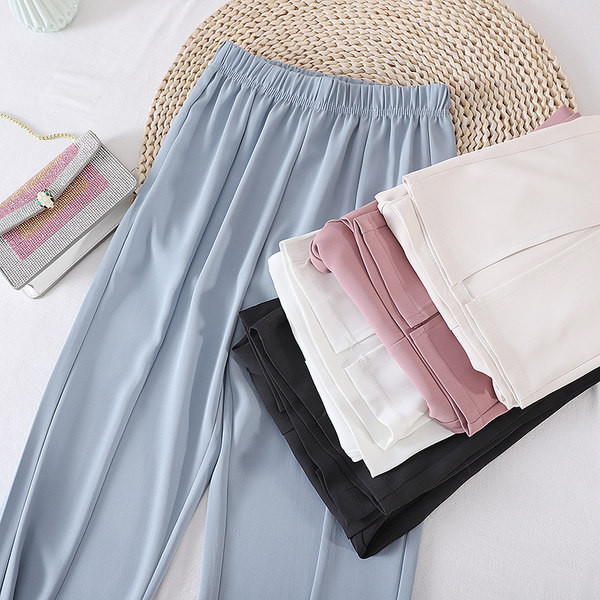 Sieviešu bikses ar elastīgu jostasvietu un šķēlumiem - vairākas krāsas