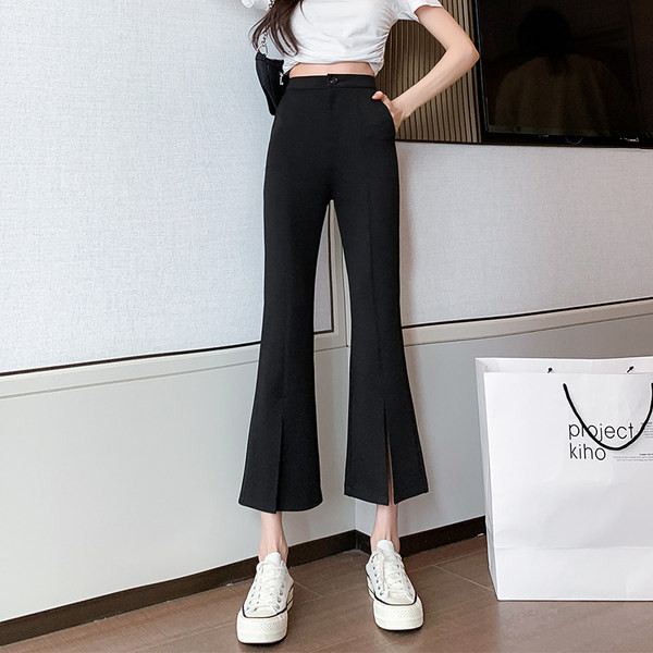 Sieviešu bikses ar augstu vidukli un šķēlumiem - divi garumi