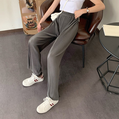 Sieviešu bikšu taisns tīrs modelis ar augstu vidukli