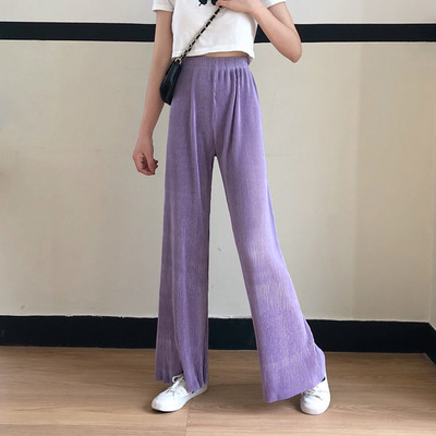 Sieviešu bikšu taisns tīrs modelis ar augstu vidukli