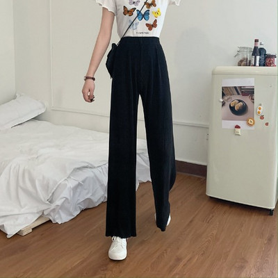 Sieviešu bikšu taisns tīrs modelis ar augstu vidukli