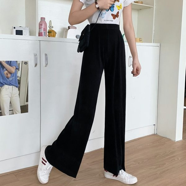 Sieviešu bikšu taisns tīrs modelis ar augstu vidukli