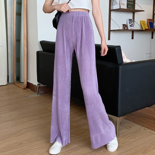 Sieviešu bikšu taisns tīrs modelis ar augstu vidukli