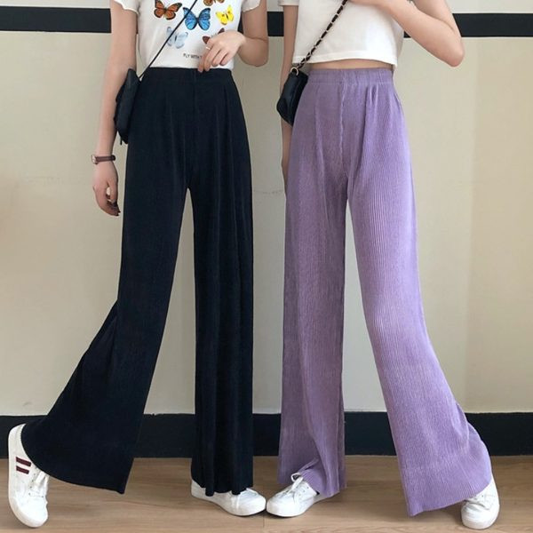 Sieviešu bikšu taisns tīrs modelis ar augstu vidukli