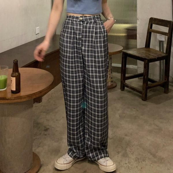 Pantaloni casual dama in carouri model lat