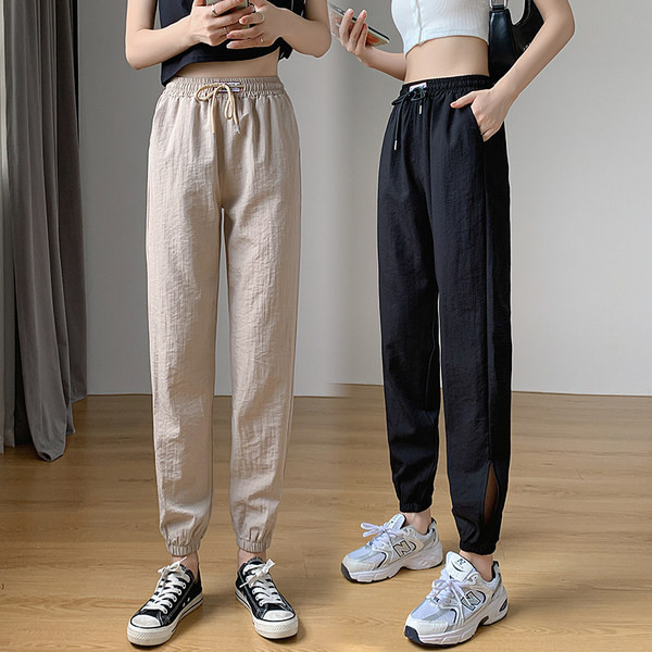 Sieviešu vasaras bikses ar saitēm un elastīgu jostasvietu