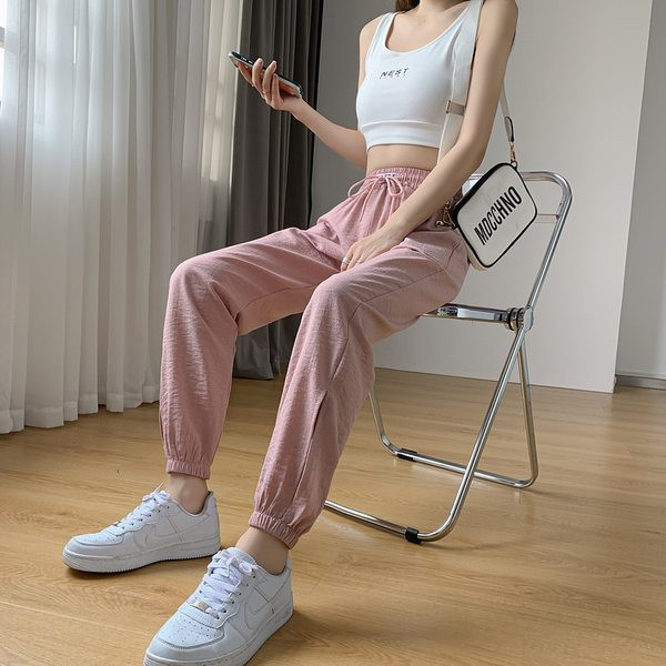 Sieviešu vasaras bikses ar saitēm un elastīgu jostasvietu