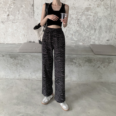 Modernas sieviešu taisna modeļa bikses ar dzīvnieku apdruku